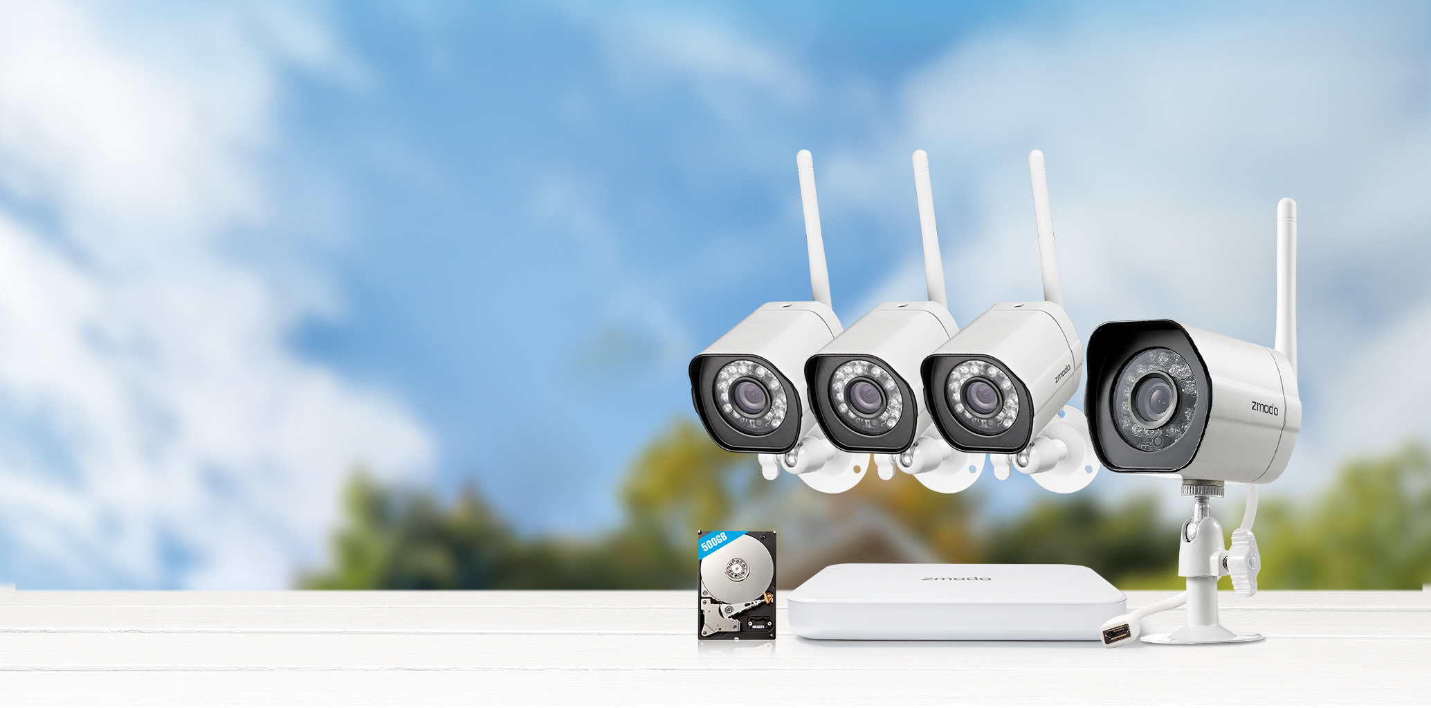 Zmodo Wireless Security Camera System (4 pack) Smart Full HD Outdoor WiFi  IP Cameras with Night Vision 